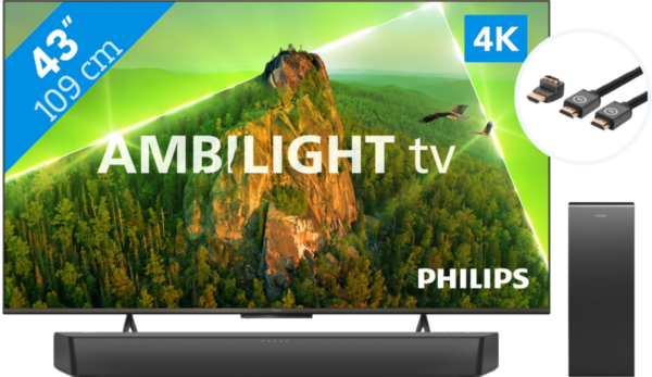 Philips 43PUS8108 - Ambilight (2023) + Soundbar + Hdmi kabel - vergelijk en bespaar - Vergelijk365