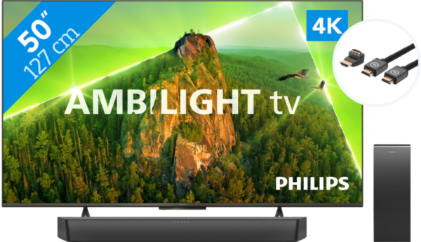 Philips 50PUS8108 - Ambilight (2023) + Soundbar + Hdmi kabel - vergelijk en bespaar - Vergelijk365