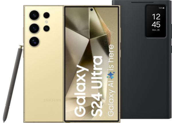 Samsung Galaxy S24 Ultra 256GB Geel 5G + Smart View Book Case Zwart - vergelijk en bespaar - Vergelijk365