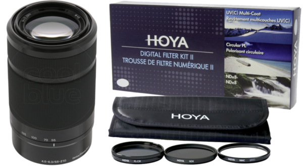 Sony E 55-210mm f/4.5-6.3 OSS Zwart + Hoya Digital Filter In - vergelijk en bespaar - Vergelijk365