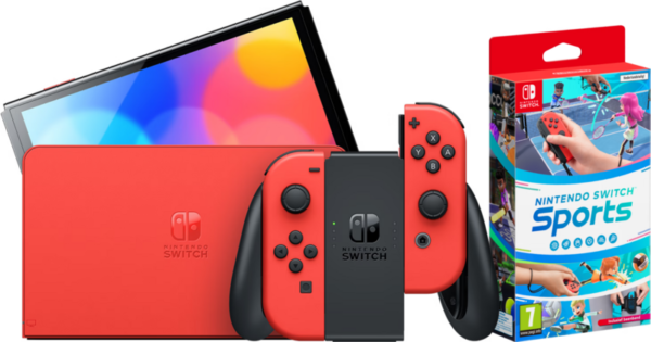Nintendo Switch OLED Super Mario Editie + Nintendo Switch Sports - vergelijk en bespaar - Vergelijk365