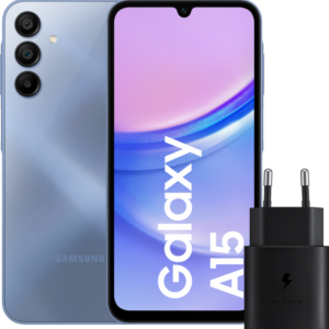 Samsung Galaxy A15 128GB Blauw 4G + Samsung Oplader 25 Watt Zwart - vergelijk en bespaar - Vergelijk365