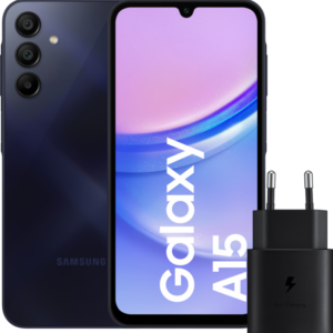 Samsung Galaxy A15 128GB Zwart 5G + Samsung Oplader 25 Watt Zwart - vergelijk en bespaar - Vergelijk365