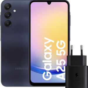 Samsung Galaxy A25 128GB Zwart 5G + Samsung Oplader 25 Watt Zwart - vergelijk en bespaar - Vergelijk365