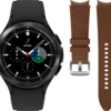 Samsung Galaxy Watch4 Classic 46 mm Zwart + Samsung Leren Bandje Bruin M/L 20mm - vergelijk en bespaar - Vergelijk365