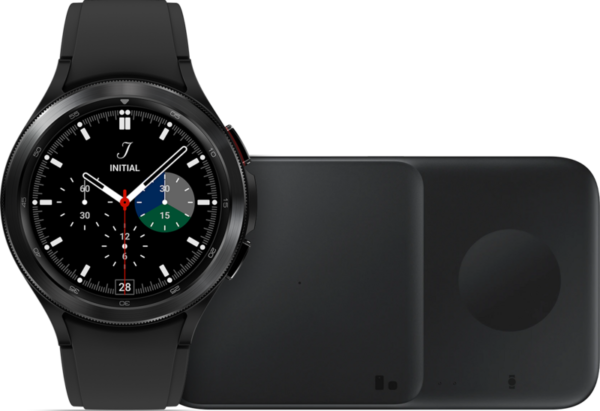 Samsung Galaxy Watch4 Classic Zwart 46mm + Draadloze Oplader DUO Pad 9W Zwart - vergelijk en bespaar - Vergelijk365