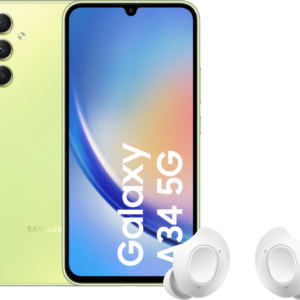 Samsung Galaxy A34 128GB Groen 5G + Samsung Galaxy Buds FE Wit - vergelijk en bespaar - Vergelijk365
