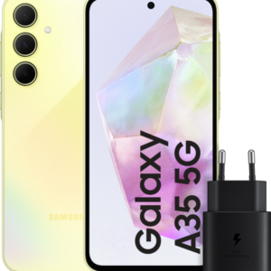 Samsung Galaxy A35 128GB Geel 5G + Samsung 25 Watt Snellader Zwart - vergelijk en bespaar - Vergelijk365