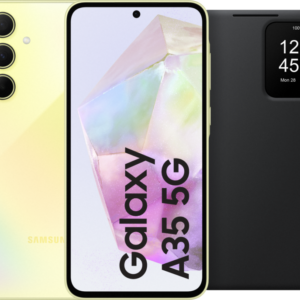 Samsung Galaxy A35 128GB Geel 5G + Smart View Book Case Zwart - vergelijk en bespaar - Vergelijk365