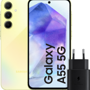 Samsung Galaxy A55 128GB Geel 5G + Samsung 25 Watt Snellader Zwart - vergelijk en bespaar - Vergelijk365