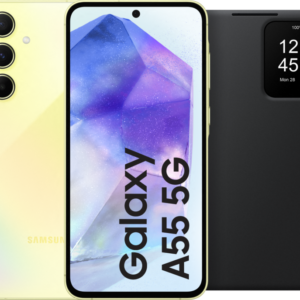 Samsung Galaxy A55 128GB Geel 5G + Smart View Book Case Zwart - vergelijk en bespaar - Vergelijk365