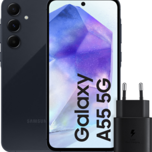 Samsung Galaxy A55 256GB Donkerblauw 5G + Samsung 25 Watt Snellader Zwart - vergelijk en bespaar - Vergelijk365
